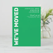 レトロケリーグリーンホワイトミニマリストムービング 案内状 (スタンド正面)