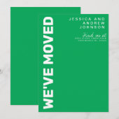 レトロケリーグリーンホワイトミニマリストムービング 案内状 (正面/裏面)