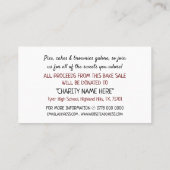 レトロケーキデザイン、チャリティベイクセールイベント広告 名刺 (裏面)