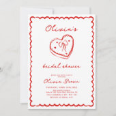 レトロケーキハンドドローブライダルシャワー 招待状 (正面)