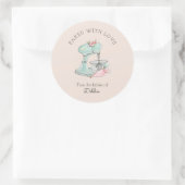 レトロケーキミキサーピンク ラウンドシール (バッグ)