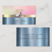 レトロケーキミキサーフラワーブルーメタリック 名刺 (正面/裏面)