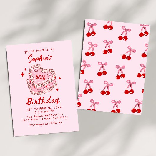 レトロケーキ30歳の誕生日 招待状