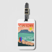 レトロケープタウンサウスアフリカテーブルマウンテンアート ラゲッジタグ (正面縦)