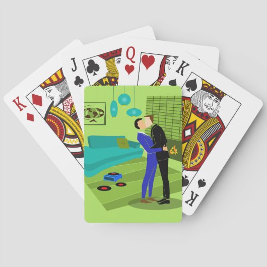 レトロゲイカップルインラブクラシックトランプ トランプ (裏面)