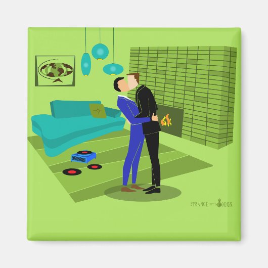 レトロゲイカップルインラブ マグネット (正面)