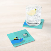 レトロゲイカップル視聴テレビ紙コースター スクエアペーパーコースター (インサイチュ)