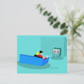 レトロゲイカップル視聴用TVポストカード ポストカード (スタンド正面)