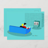 レトロゲイカップル視聴用TVポストカード ポストカード (正面/裏面)