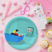 レトロゲイカップル視聴TV紙プレート ペーパープレート (パーティー)