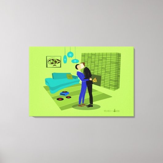 レトロゲイカップルinラブ キャンバスプリント (正面)