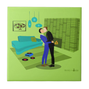 レトロゲイカップルinラブ タイル