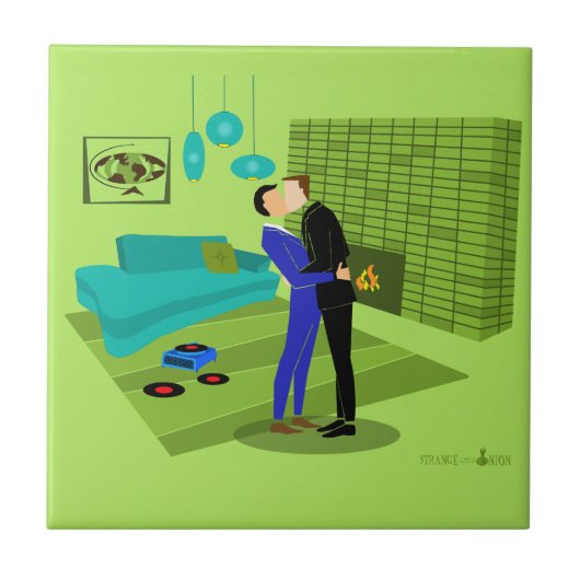 レトロゲイカップルinラブ タイル (正面)