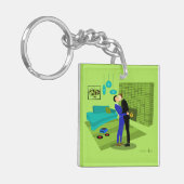 レトロゲイカップルLoveアクリルキーチェーン キーホルダー (正面左)