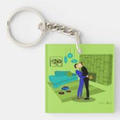 レトロゲイカップルLoveアクリルキーチェーン キーホルダー (正面)
