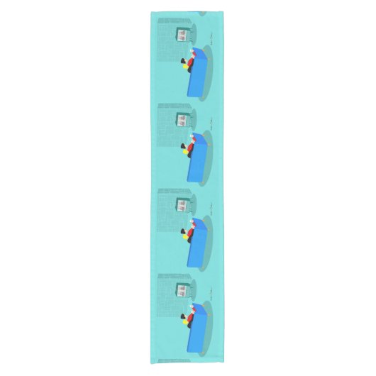 レトロゲイカップルTVテーブルランナー ショートテーブルランナー (正面)