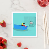 レトロゲイカップルTVペーパーナプキンを見る スタンダードカクテルナプキン (インサイチュ)