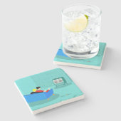 レトロゲイカップルTV石コースターを見て ストーンコースター (横)