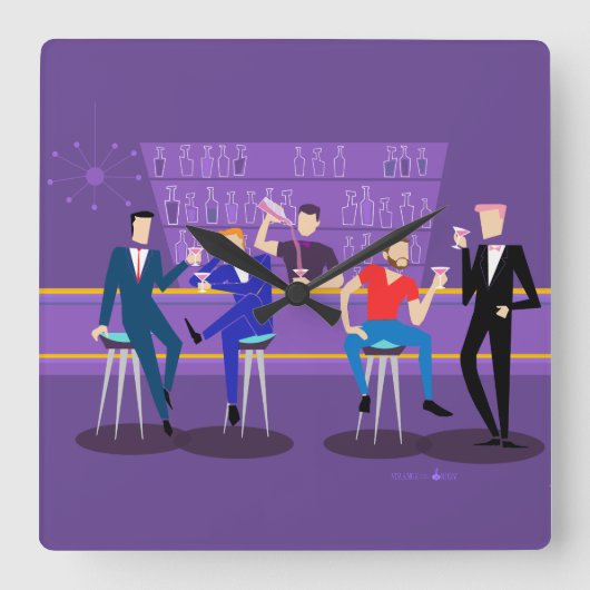 レトロゲイバーアクリル壁時計 スクエア壁時計 (正面)