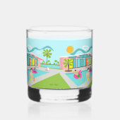 レトロゲイピンクフラミンゴプールパーティー ウイスキーグラス (右)