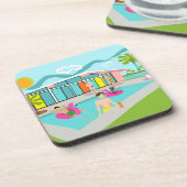 レトロゲイピンクフラミンゴプールパーティー コースター (左側)