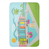 レトロゲイピンクフラミンゴプールパーティー バスマット (正面縦)