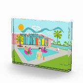 レトロゲイピンクフラミンゴプールパーティー フォトブロック (右)