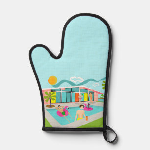 レトロゲイピンクフラミンゴプールパーティー 鍋つかみ