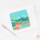 レトロゲイプールパーティーシール スクエアシール (封筒)