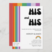 レトロゲイ結婚のカップルが彼と彼のLGBTQをシャワー 招待状 (正面/裏面)