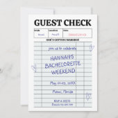 レトロゲストチェック手書きバチェロレッテ週末 招待状 (正面)
