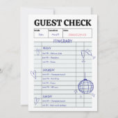 レトロゲストチェック手書きバチェロレッテ週末 招待状 (裏面)