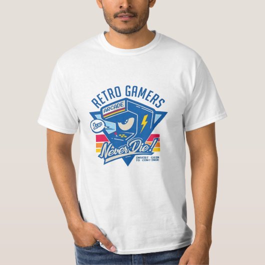レトロゲーマーは死なない Tシャツ (正面)