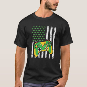 レトロゲーマーアメリカ国旗ビデオゲームコントローラーPA Tシャツ