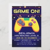 レトロゲーマーアーケード誕生日パーティー招待状 招待状 (正面)