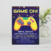 レトロゲーマーアーケード誕生日パーティー招待状 招待状 (スタンド正面)