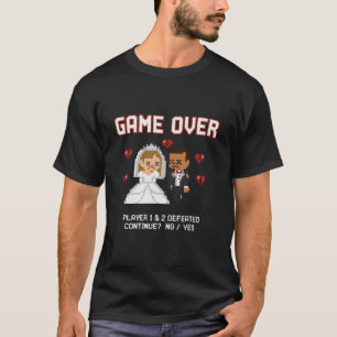 レトロゲーマーウェディング "ゲームオーバー" ピクセルアート Tシャツ