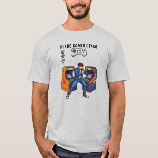 レトロゲーマーオタク： 90sアーケードティー tシャツ (正面)