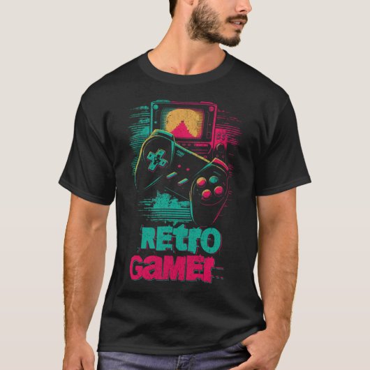 レトロゲーマーゲームコンソール90sキッドヴィンテージビデオ tシャツ (正面)