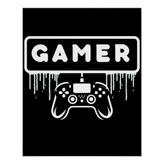 レトロゲーマーコントローラビデオゲーム ポスター (正面)