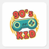 レトロゲーマージョイスティックで90代のゲーマーの子どもへの贈り物 スクエアシール (正面)