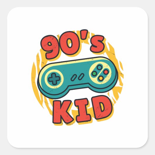 レトロゲーマージョイスティックで90代のゲーマーの子どもへの贈り物 スクエアシール (正面)