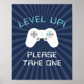 レトロゲーマーテーマ子供の誕生日パーティー好意サイン ポスター (正面)