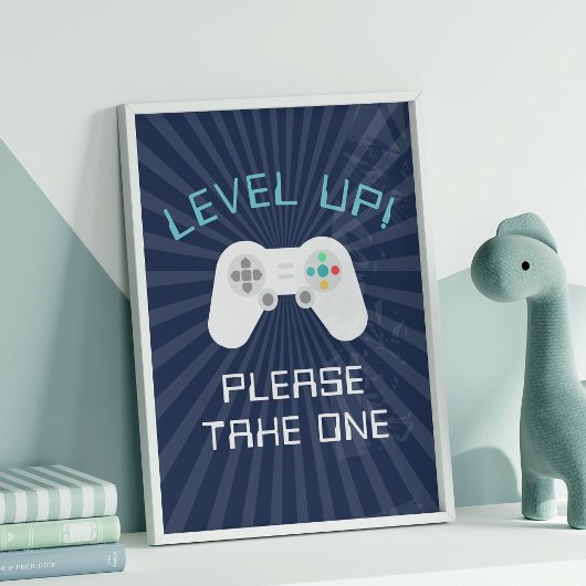 レトロゲーマーテーマ子供の誕生日パーティー好意サイン ポスター