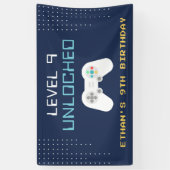 レトロゲーマーテーマ子供の誕生日パーティー 横断幕 (縦)