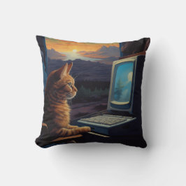 レトロゲーマーネコ | 8ビットピクセルアートゲーム クッション