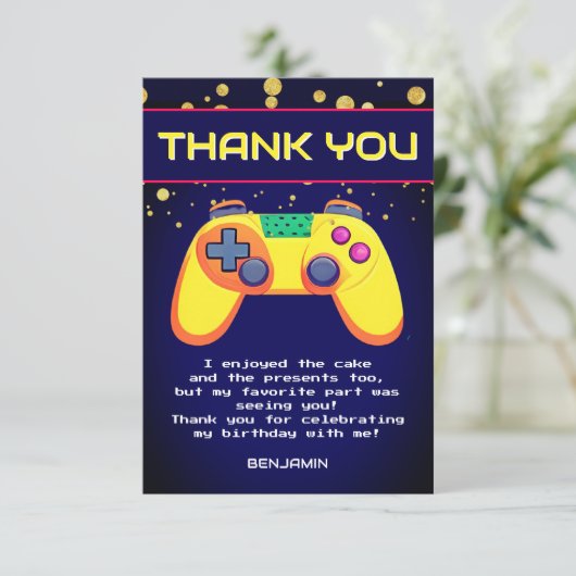 レトロゲーマーバースデーパーティーフラットサンキューカード サンキューカード (スタンド正面)