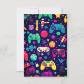 レトロゲーマーバースデーパーティーフラットサンキューカード サンキューカード (裏面)