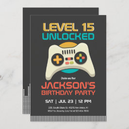 レトロゲーマーボーイレベル解除ビデオゲーム誕生日 招待状