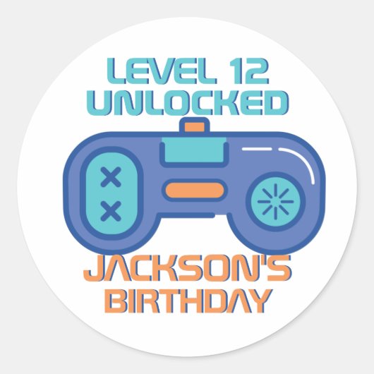 レトロゲーマーレベルのアンロックビデオゲームボーイ誕生日 ラウンドシール (正面)